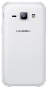 Das Galaxy J1 in weiß von der Rückseite